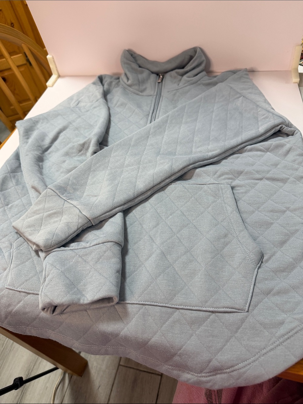 RBX womens Quilted Half-Zip Pullover Sweater - teal bluish